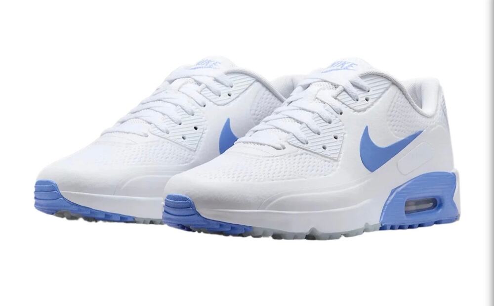 Nike Air Max90 G Golf Shoes size 6.5 youth boy in white and royal pulse